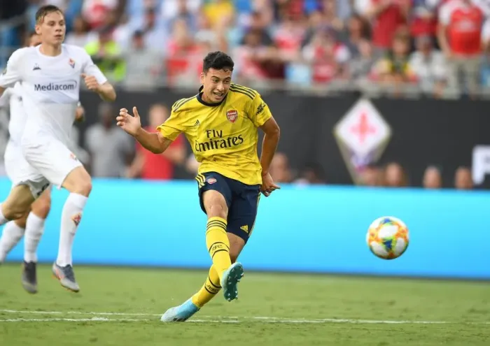 Framed Print : Gabriel Martinelli Shines: Arsenal's Standout Performance Against Fiorentina in 2019 International Champions Cup Framed Print : Gabriel Martinelli Shines: Arsenal's Standout Performance Against Fiorentina in 2019 International Champions Cup