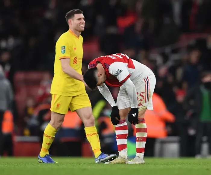 Framed Print : Gabriel Martinelli's Emotional Reaction: Arsenal's Heartbreaking Exit in Carabao Cup Semi-Finals vs Liverpool