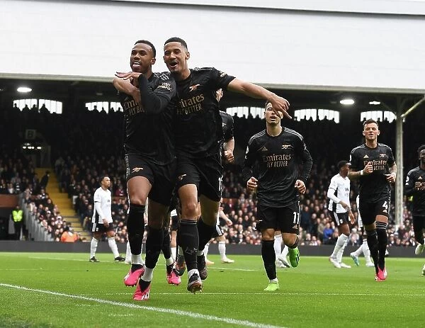 Gabriel and Saliba's Euphoric Goal Celebration: Arsenal's Victory at Fulham (2022-23)