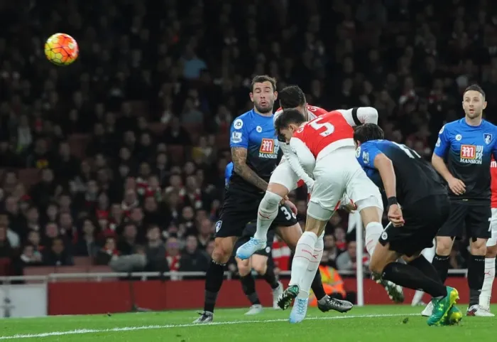 Framed Print : Gabriel Scores First Arsenal Goal: Arsenal vs. Bournemouth, Premier League 2015-16