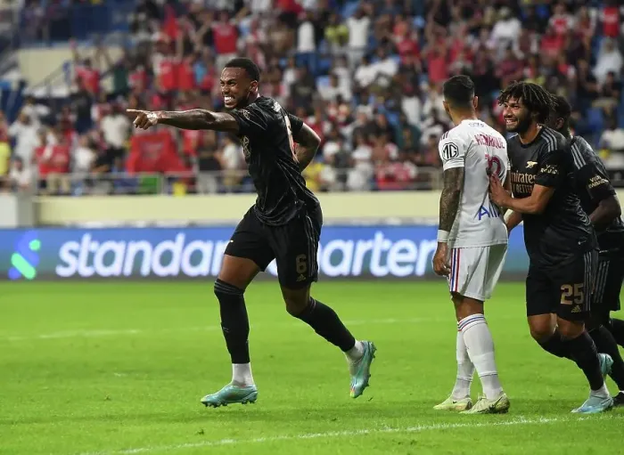 Framed Print : Gabriel Scores First Goal for Arsenal in Dubai Super Cup Victory over Olympique Lyonnais Framed Print : Gabriel Scores First Goal for Arsenal in Dubai Super Cup Victory over Olympique Lyonnais