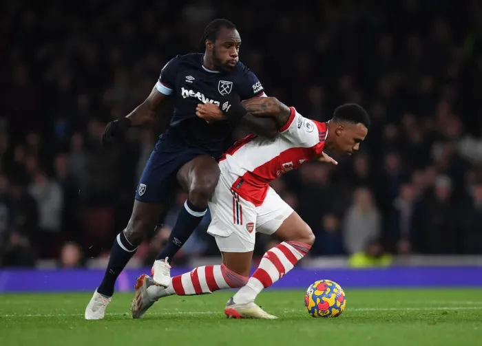 Framed Print : Gabriel vs. Antonio: A Premier League Battle at Emirates Stadium Framed Print : Gabriel vs. Antonio: A Premier League Battle at Emirates Stadium
