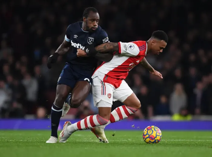 Framed Print : Gabriel vs. Antonio: A Premier League Showdown at Emirates Stadium Framed Print : Gabriel vs. Antonio: A Premier League Showdown at Emirates Stadium
