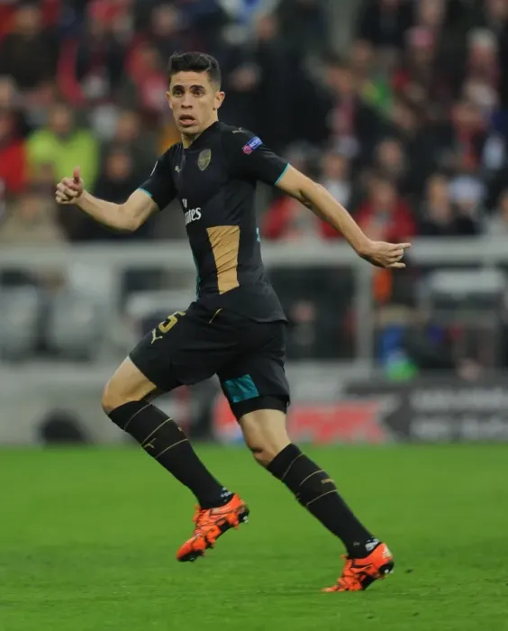 Framed Print : Gabriel vs Bayern Munich: Arsenal's Defender in Champions League Showdown at Allianz Arena Framed Print : Gabriel vs Bayern Munich: Arsenal's Defender in Champions League Showdown at Allianz Arena