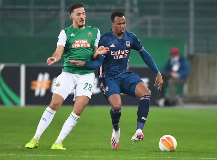Framed Print : Gabriel vs. Kara: Clash in the Europa League: Rapid Vienna vs. Arsenal Framed Print : Gabriel vs. Kara: Clash in the Europa League: Rapid Vienna vs. Arsenal