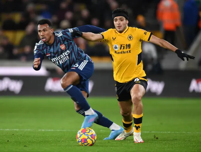 Framed Print : Gabriel vs. Raul Jimenez: Intense Battle at Molineux - Wolverhampton Wanderers vs. Arsenal, Premier League 2021-22 Framed Print : Gabriel vs. Raul Jimenez: Intense Battle at Molineux - Wolverhampton Wanderers vs. Arsenal, Premier League 2021-22