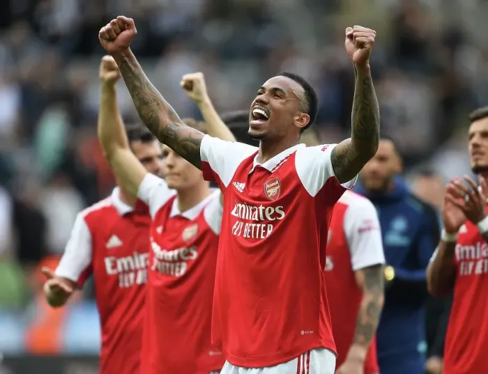 Framed Print : Gabriel's Celebration: Arsenal Secures Victory Over Newcastle United in Premier League Showdown (2022-23)