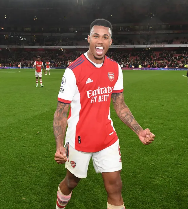 Framed Print : Gabriel's Goal: Arsenal Celebrates Win Against Aston Villa (2021-22)