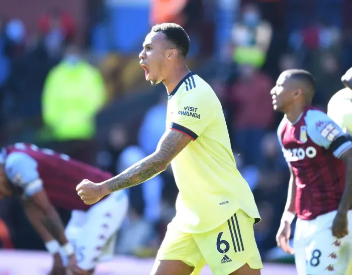 Framed Print : Gabriel's Thrill: Arsenal's Premier League Victory over Aston Villa