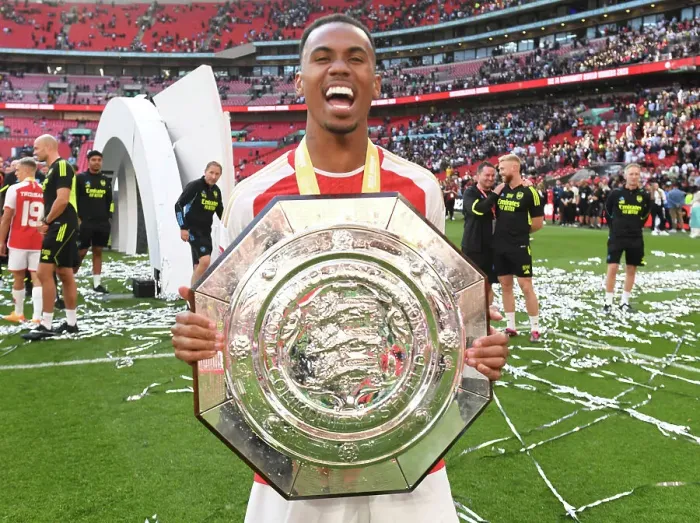 Framed Print : Gabriel's Triumph: Arsenal Celebrate Community Shield Victory Over Manchester City (2023-24) Framed Print : Gabriel's Triumph: Arsenal Celebrate Community Shield Victory Over Manchester City (2023-24)