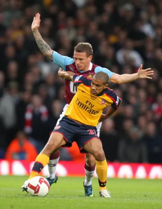 Framed Print : Gael Clichy (Arsenal) Craig Bellamey (West Ham)