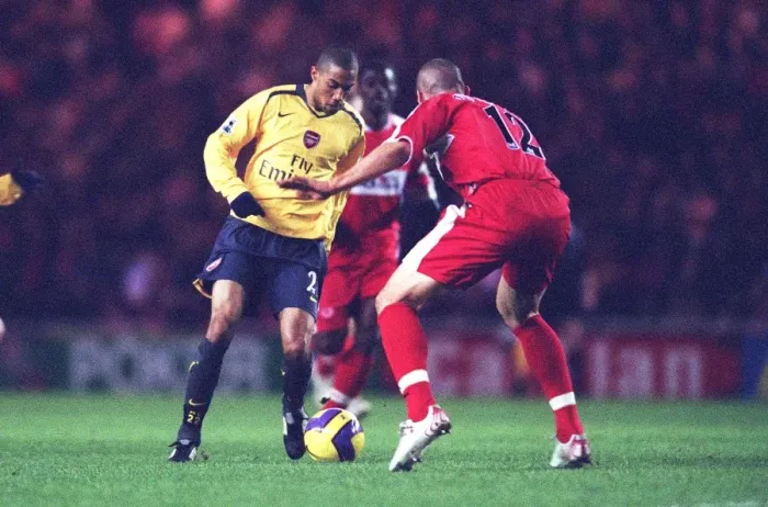 Framed Print : Gael Clichy (Arsenal) Emanuel Pongatetz (Middlesbrough)Middlesbrough 1: 1 Arsenal