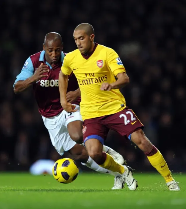 Framed Print : Gael Clichy (Arsenal) Luis Boa Morte (West Ham). West Ham United 0: 3 Arsenal