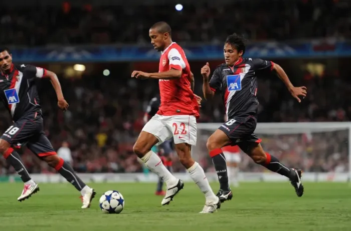 Framed Print : Gael Clichy (Arsenal) Mossoro (Braga). Arsenal 6: 0 SC Braga, UEFA Champions League
