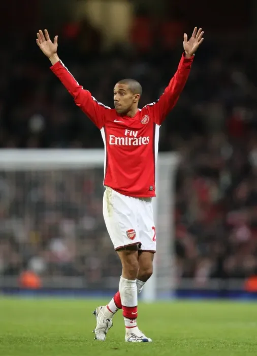 Framed Print : Gael Clichy Celebrates Arsenal's 1-0 Win Over Wigan, Barclays Premier League, 2008