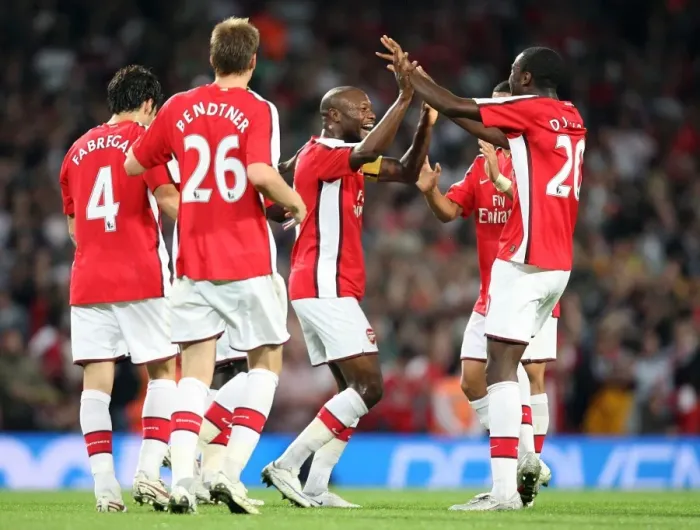 Framed Print : Gallas and Teammates Celebrate Arsenal's Second Goal in 4-0 UEFA Champions League Victory Framed Print : Gallas and Teammates Celebrate Arsenal's Second Goal in 4-0 UEFA Champions League Victory