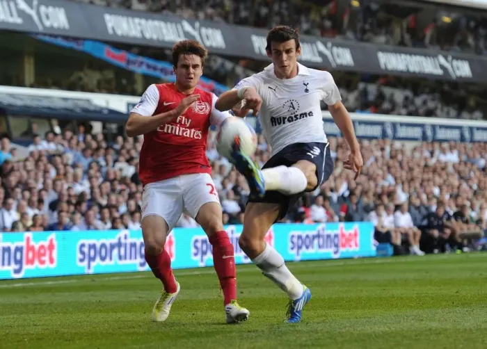 Framed Print : Gareth Bale Strikes Again: Tottenham Hotspur Edge Past Arsenal 2-1 in Premier League Showdown (Carl Jenkinson vs Bale, White Hart Lane, 2011)