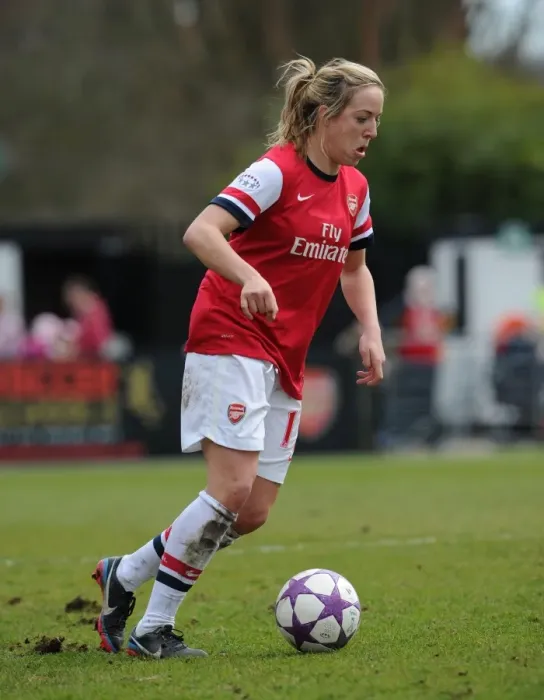 Framed Print : Gemma Davison in Action: Arsenal Ladies FC vs. VfL Wolfsburg - 2013 UEFA Women's Champions League Semi-Final