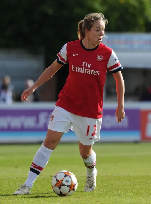 Framed Print : Gemma Davison in Action: Arsenal Ladies vs. Barcelona - UEFA Women's Champions League 2012-13