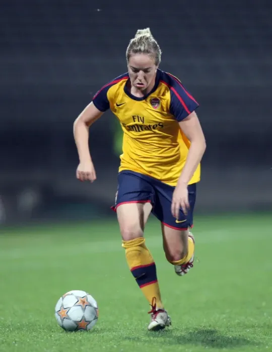 Framed Print : Gemma Davison Scores for Arsenal Against Olympic Lyon in UEFA Cup