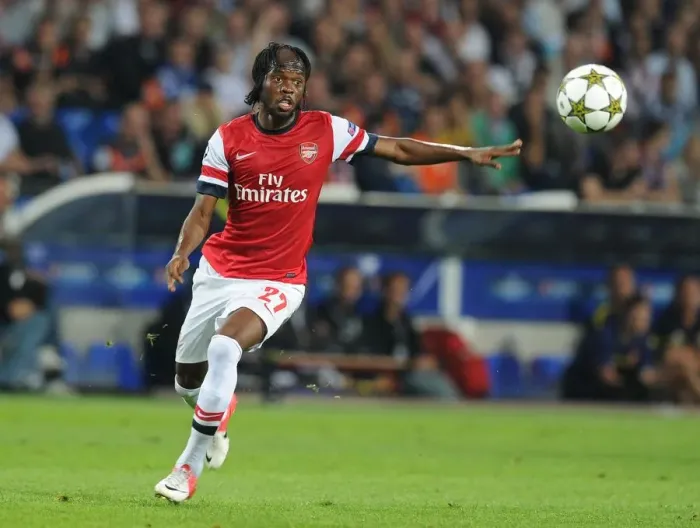 Framed Print : Gervinho in Action: Montpellier vs. Arsenal, UEFA Champions League 2012-13