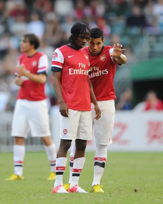 Framed Print : Gervinho and Andre Santos of Arsenal Facing Off Against Kitchee FC in 2012 Pre-Season Friendly Framed Print : Gervinho and Andre Santos of Arsenal Facing Off Against Kitchee FC in 2012 Pre-Season Friendly