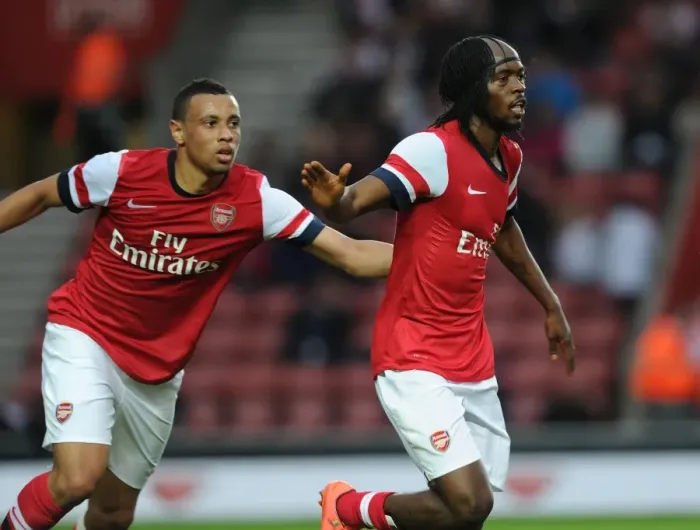 Framed Print : Gervinho and Coquelin Celebrate Goal: Southampton vs. Arsenal, 2012-13 Pre-Season Framed Print : Gervinho and Coquelin Celebrate Goal: Southampton vs. Arsenal, 2012-13 Pre-Season