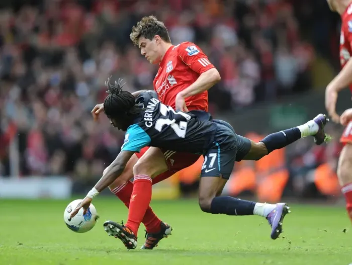 Framed Print : Gervinho Fouls by Martin Kelly: Intense Rivalry in Liverpool vs. Arsenal (2011-12)