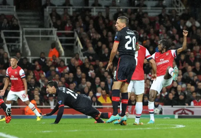 Framed Print : Gervinho Scores First Goal: Arsenal's 3-1 Victory Over Olympiacos in UEFA Champions League Group B (2012-13) Framed Print : Gervinho Scores First Goal: Arsenal's 3-1 Victory Over Olympiacos in UEFA Champions League Group B (2012-13)