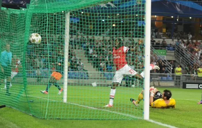 Framed Print : Gervinho's Game-Changing Goal: Arsenal's UEFA Champions League Victory Over Montpellier, 2012 - The Moment Gervinho Scores Past Jourden Framed Print : Gervinho's Game-Changing Goal: Arsenal's UEFA Champions League Victory Over Montpellier, 2012 - The Moment Gervinho Scores Past Jourden
