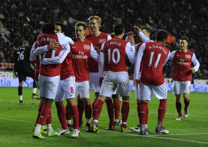 Framed Print : Gervinho's Goal Celebration: Arsenal's Victory over Wigan Athletic (2011-12) Framed Print : Gervinho's Goal Celebration: Arsenal's Victory over Wigan Athletic (2011-12)