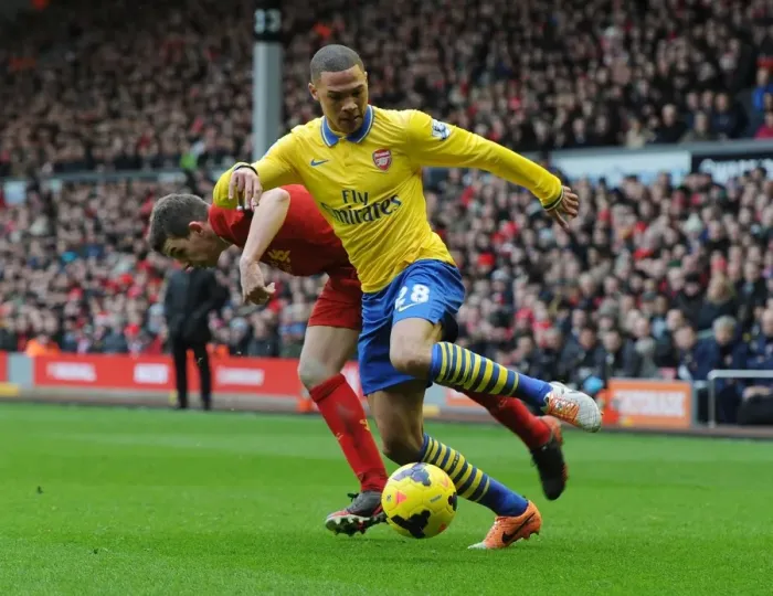 Framed Print : Gibbs vs. Flanagan: Premier League Showdown - Arsenal vs. Liverpool (2013-14) Framed Print : Gibbs vs. Flanagan: Premier League Showdown - Arsenal vs. Liverpool (2013-14)
