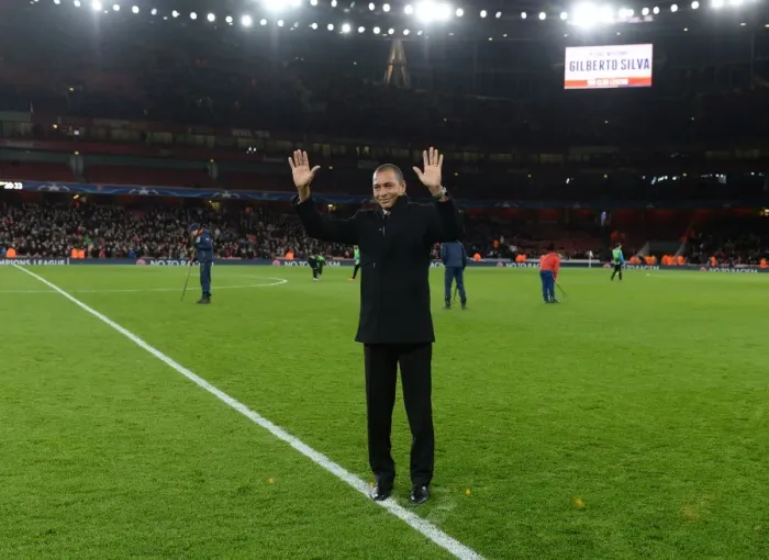 Framed Print : Gilberto's Emotional Return: Arsenal FC Reunites with Legendary Midfielder during Champions League Match vs. GNK Dinamo Zagreb Framed Print : Gilberto's Emotional Return: Arsenal FC Reunites with Legendary Midfielder during Champions League Match vs. GNK Dinamo Zagreb