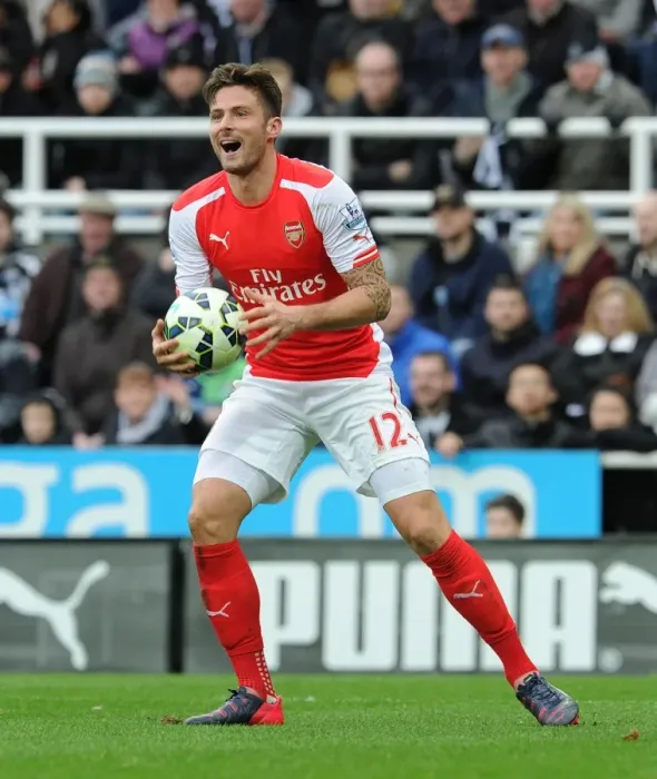 Framed Print : Giroud in Action: Arsenal's Star Forward vs. Newcastle United, Premier League 2014-2015 Framed Print : Giroud in Action: Arsenal's Star Forward vs. Newcastle United, Premier League 2014-2015