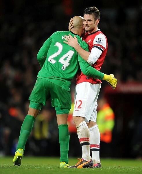 Giroud and Howard: A Heartfelt Embrace after Arsenal v Everton Clash (2013-14)