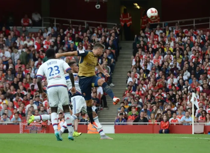 Framed Print : Giroud Scores: Arsenal Triumphs Over Olympique Lyonnais at Emirates Cup 2015 / 16 Framed Print : Giroud Scores: Arsenal Triumphs Over Olympique Lyonnais at Emirates Cup 2015 / 16