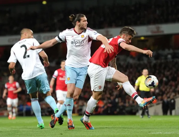 Framed Print : Giroud Scores Past Carroll: Arsenal's Victory Over West Ham United, Premier League 2013 / 14