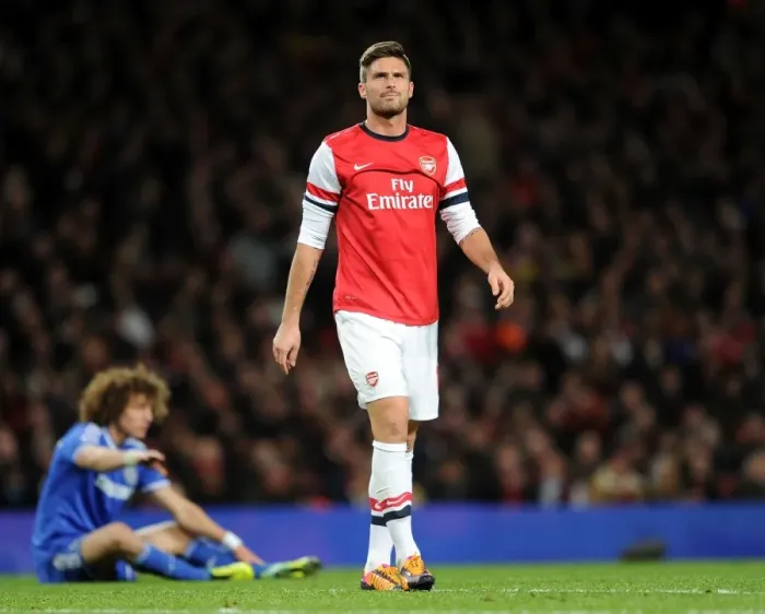 Framed Print : Giroud vs. Chelsea: Arsenal's Star Forward Battles in Capital One Cup Showdown Framed Print : Giroud vs. Chelsea: Arsenal's Star Forward Battles in Capital One Cup Showdown
