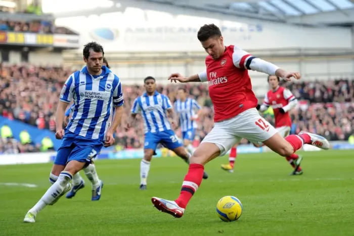 Framed Print : Giroud vs. Greer: Intense Moment in FA Cup Clash between Brighton & Arsenal Framed Print : Giroud vs. Greer: Intense Moment in FA Cup Clash between Brighton & Arsenal