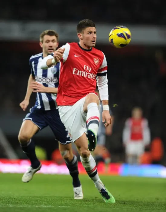 Framed Print : Giroud vs McAuley: Arsenal vs West Bromwich Albion, Premier League Showdown (2012-13)