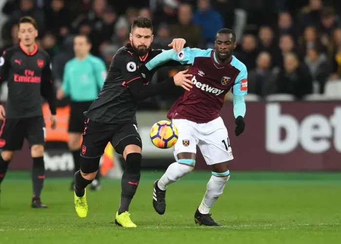 Framed Print : Giroud vs Obiang: Intense Clash Between West Ham and Arsenal in Premier League Framed Print : Giroud vs Obiang: Intense Clash Between West Ham and Arsenal in Premier League