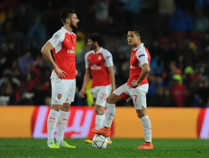 Framed Print : Giroud vs. Sanchez: A Clash of Arsenal Stars in the UEFA Champions League against Barcelona, 2016 Framed Print : Giroud vs. Sanchez: A Clash of Arsenal Stars in the UEFA Champions League against Barcelona, 2016