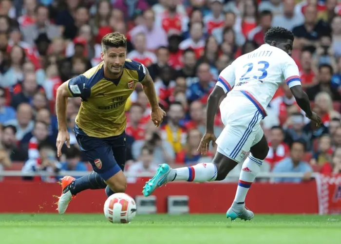 Framed Print : Giroud vs. Umtiti: A Tactical Clash at the Emirates Cup Framed Print : Giroud vs. Umtiti: A Tactical Clash at the Emirates Cup