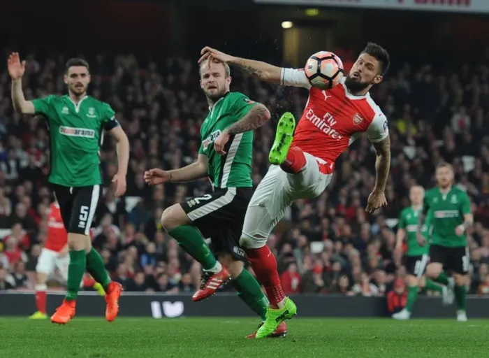 Framed Print : Giroud vs. Wood: Arsenal's FA Cup Quarter-Final Battle Framed Print : Giroud vs. Wood: Arsenal's FA Cup Quarter-Final Battle