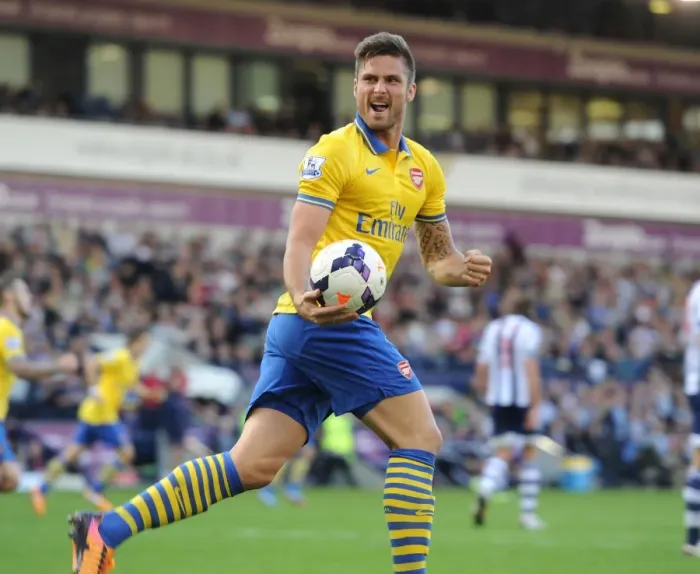 Framed Print : Giroud and Wilshere: Arsenal's Goal Celebration vs. West Bromwich Albion (2013-14) Framed Print : Giroud and Wilshere: Arsenal's Goal Celebration vs. West Bromwich Albion (2013-14)