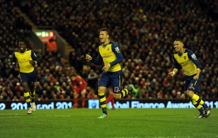 Framed Print : Giroud's Brace: Arsenal's Dramatic Comeback at Anfield, 2014 / 15 Premier League Framed Print : Giroud's Brace: Arsenal's Dramatic Comeback at Anfield, 2014 / 15 Premier League