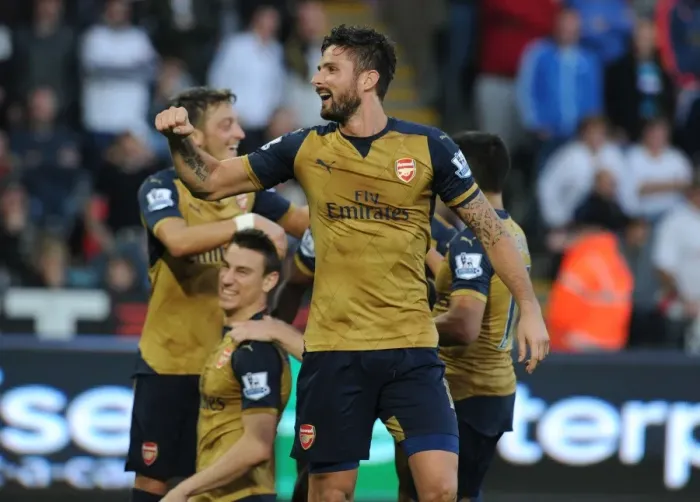 Framed Print : Giroud's Brace: Arsenal's Triumph over Swansea City (2015-16)