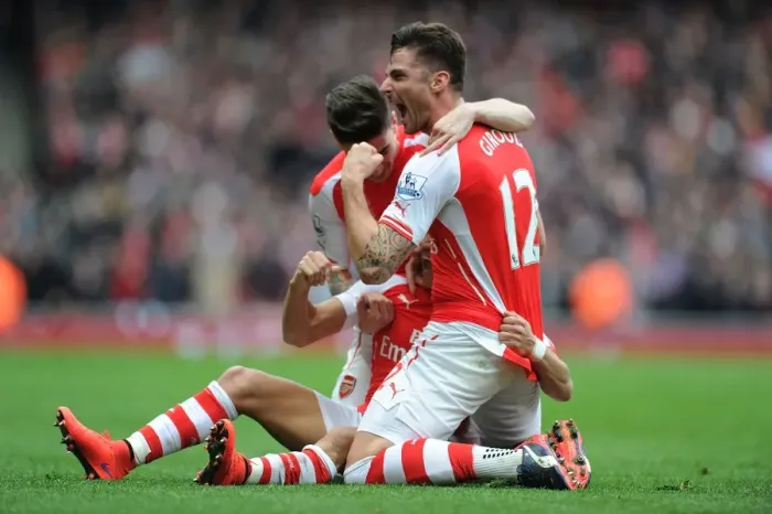 Framed Print : Giroud's Hat-trick: Arsenal's Triumph Over Liverpool (2014-15) Framed Print : Giroud's Hat-trick: Arsenal's Triumph Over Liverpool (2014-15)