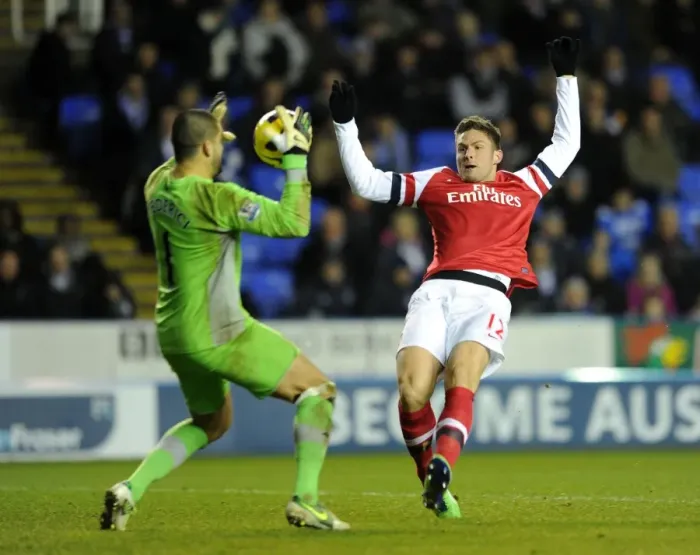 Framed Print : Giroud's Savored Rivalry: Arsenal vs. Reading, Federici Denies Goal (2012-13)
