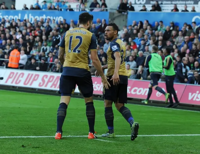 Framed Print : Giroud's Strike: Arsenal's Triumph Over Swansea City (2015-16)